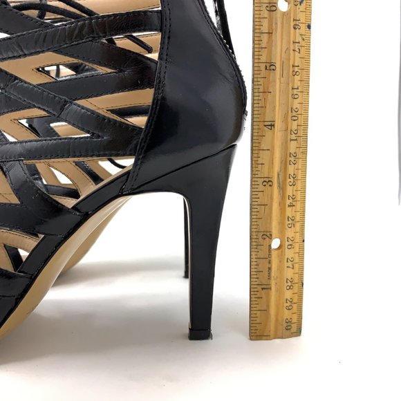 Nine West Leather Lace Up Caged Strap Heels Sz 7 - Picture 5 of 8